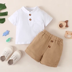 Conjunto ropa bebé verano camiseta blanca y pantalón corto