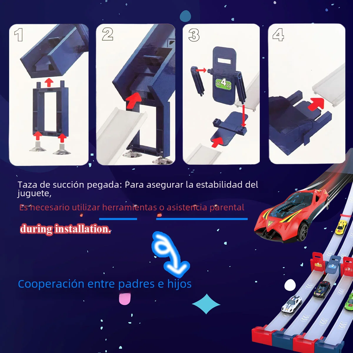 Coche de carreras de aleación para niños con pista - Juego educativo