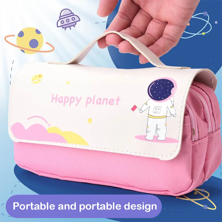 Estuche escolar de lápices de piel lavable – Gran capacidad - imagen 2