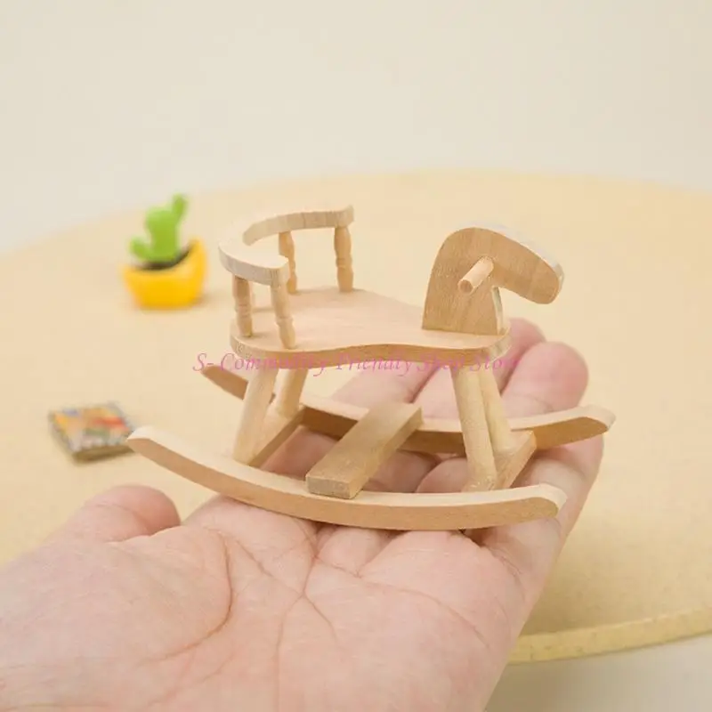 Caballo mecedora en madera estilo nórdico para casa de muñecas - imagen 3