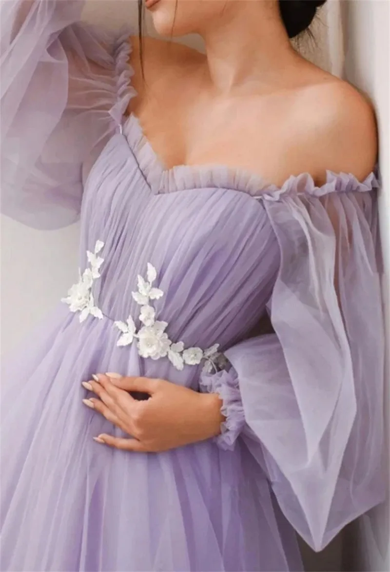Vestido de maternidad largo tul para baby shower y sesiones fotos - imagen 4