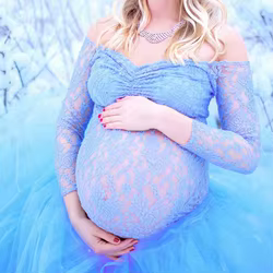 Vestido de maternidad maxi manga larga con encaje para fotos
