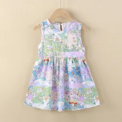 Vestidos de verano para niñas con estampado graffiti estilo chaleco