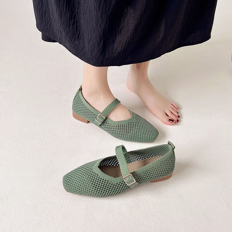 Zapatos planos para mujer en malla transpirable con punta cuadrada - imagen 5
