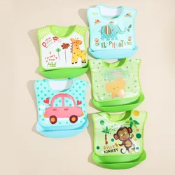 Babero impermeable en silicona suave con bolsillo para comida bebé