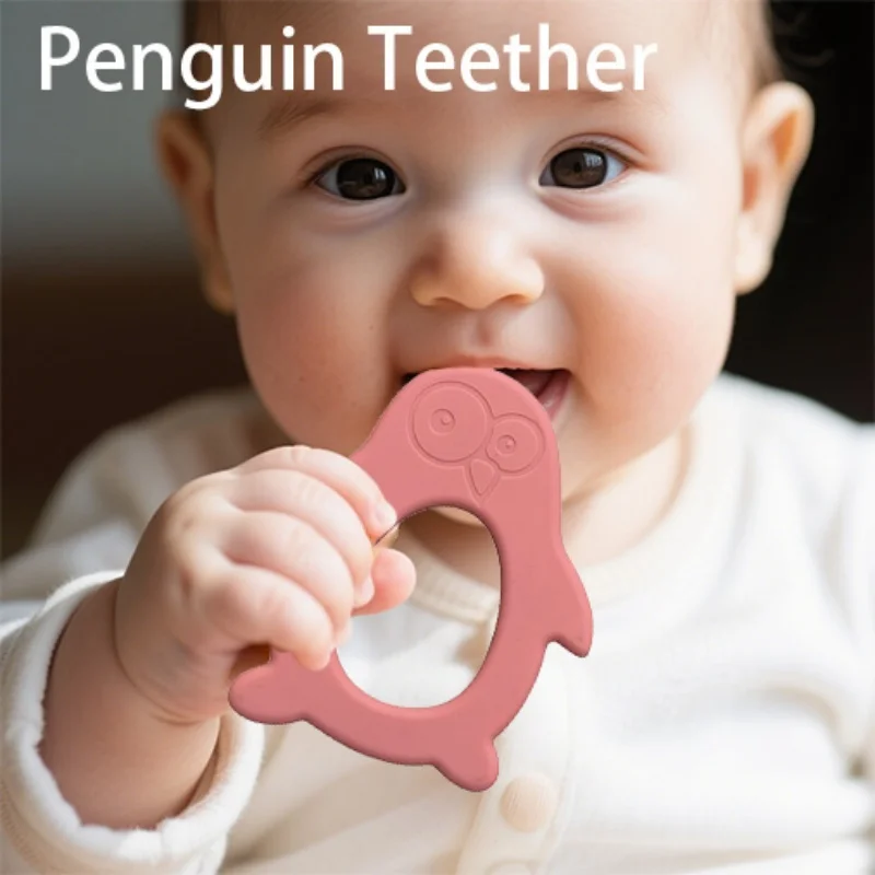 Mordedor de silicona con pingüino para aliviar la dentición - imagen 4
