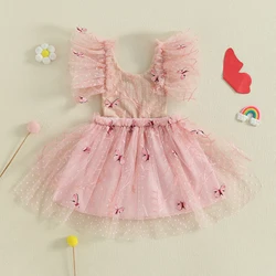 Tregren vestido princesa de tul con mariposas para niña en verano