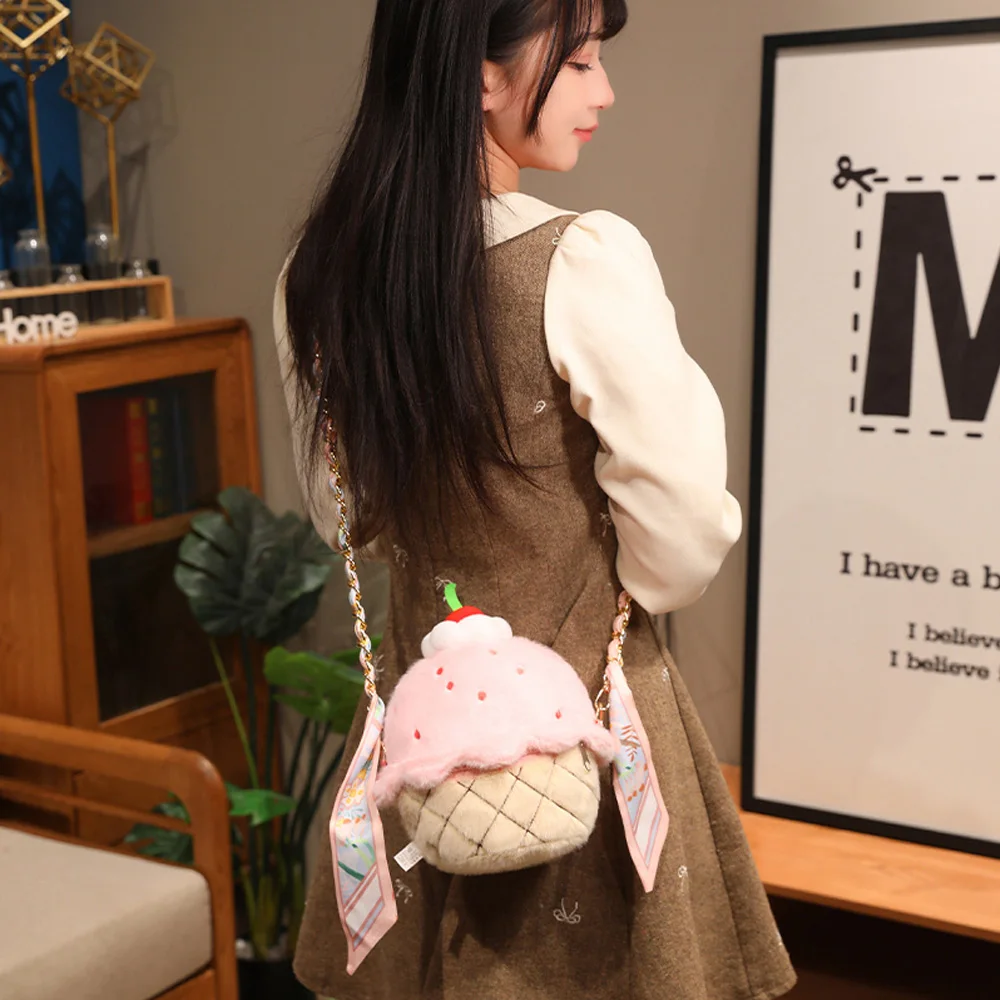 Bolso infantil felpa compacto con forma helado fresa - imagen 5