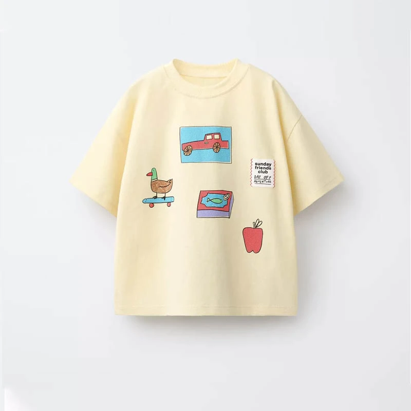 Camiseta de algodón manga corta con estampado veraniego - imagen 4