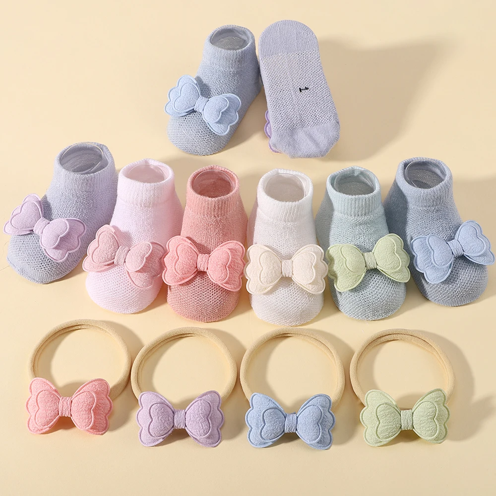 Calcetines con lazo para bebé y diadema floral - caramelo - imagen 4