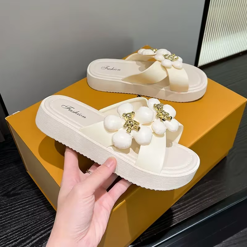 Zapatillas de suela gruesa para mujer estilo princesa de verano