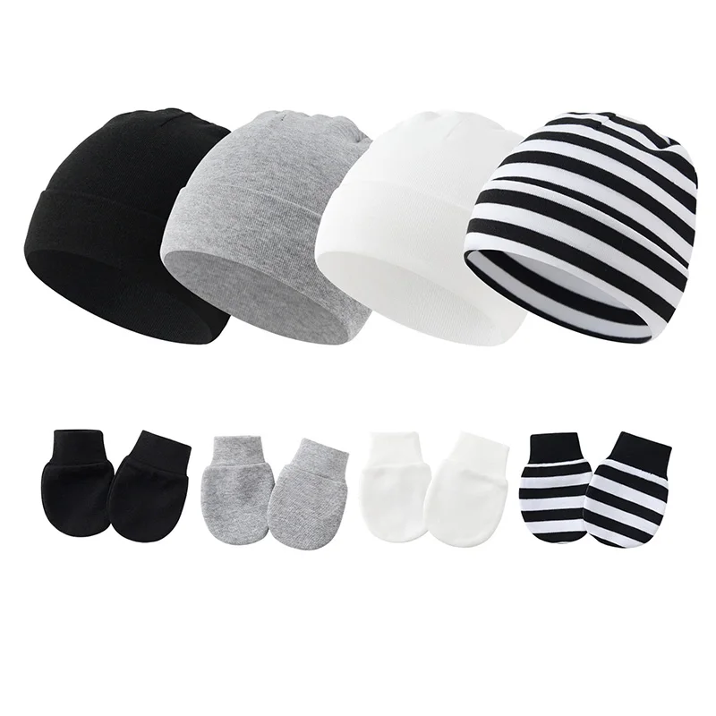 Gorro bebé de algodón y guantes antiarañazos para recién nacidos - imagen 2