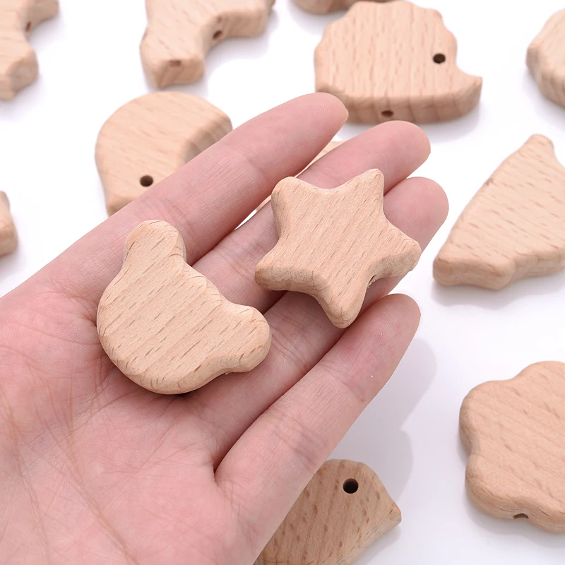 Cuentas de madera para chupete de bebé – Cadena colgante de haya