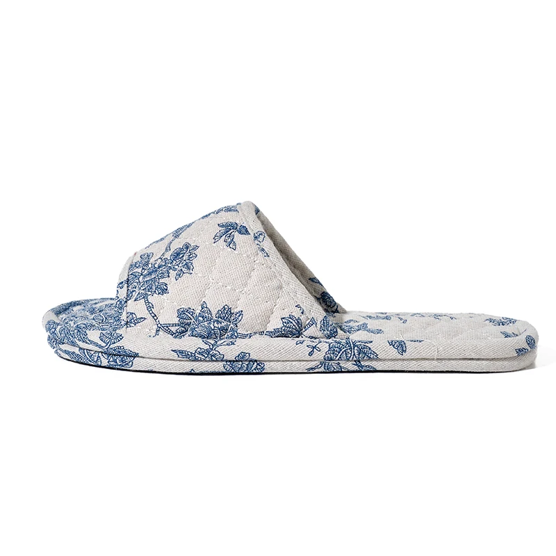 Zapatillas de casa antideslizantes en algodón suave con suela floral - imagen 5