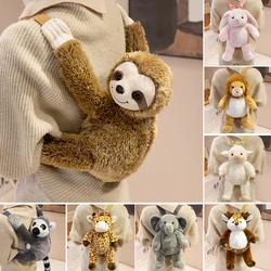 Mochila de peluche infantil con animales y asa de hombro