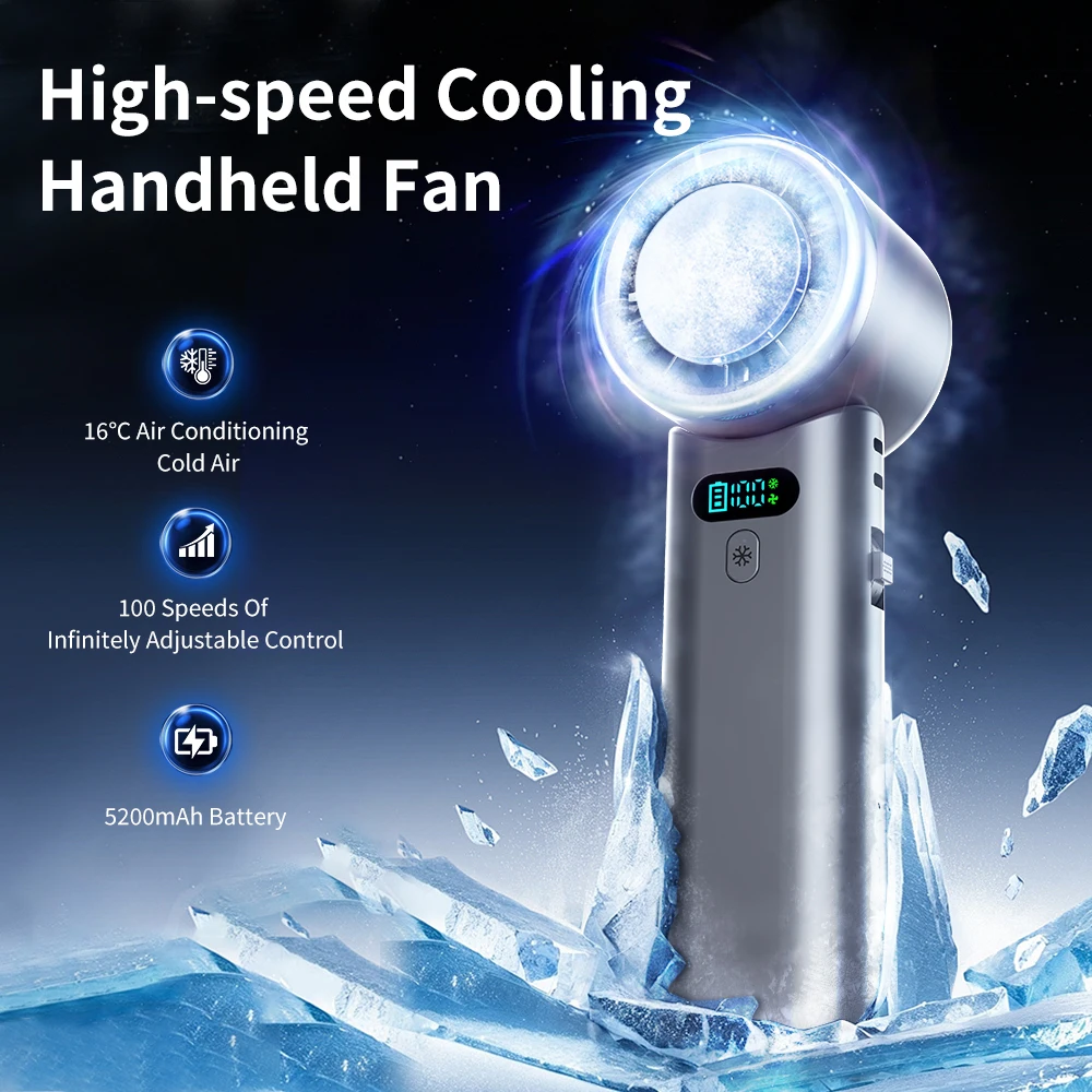 Mini ventilador portátil de mano recargable USB con LED - imagen 5