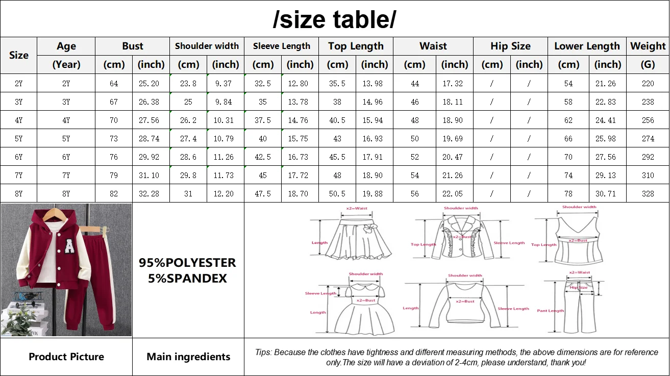 Tabla de tallas infantil