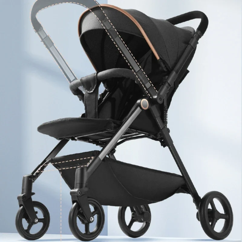 Cochecito de bebé plegable ultraligero con suspensión 4 ruedas bidireccional