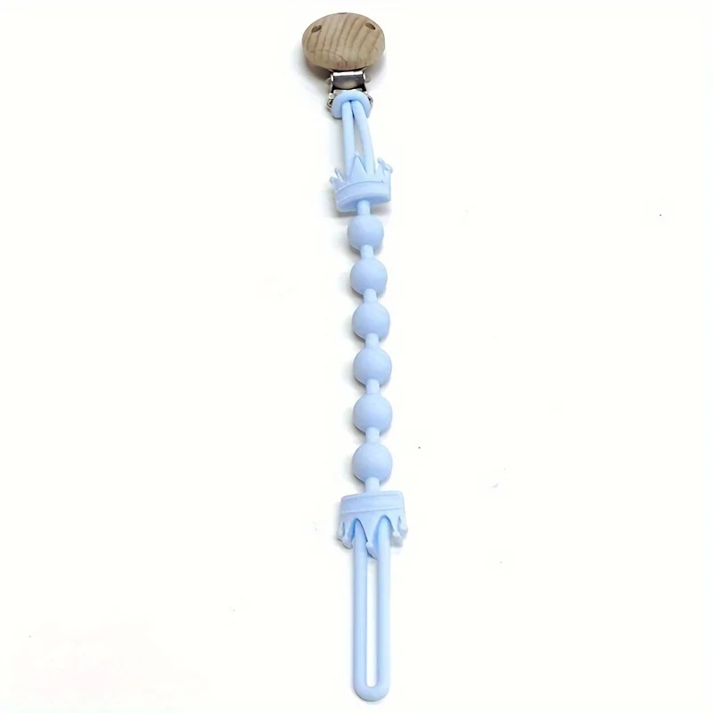 Cadena de chupete de silicona y madera de haya con clip suave - imagen 3