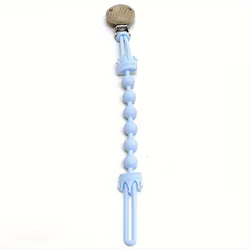 Cadena de chupete de silicona y madera de haya con clip suave