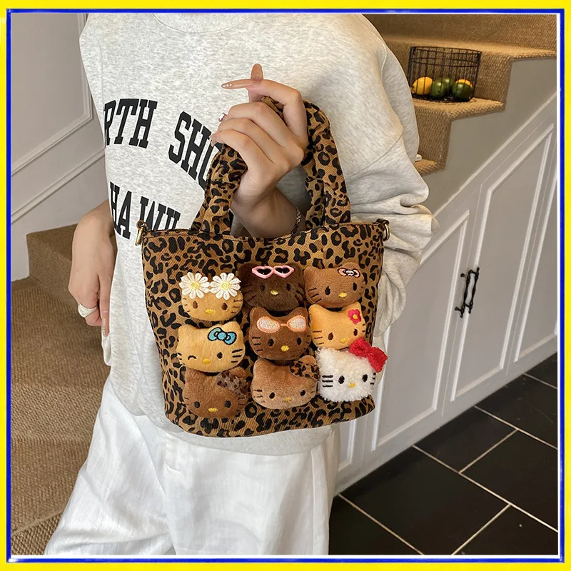 Bolso bandolera de peluche con dibujo animado y pana para niñas - imagen 4