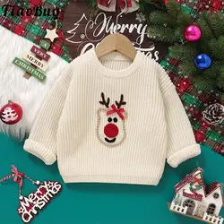 Jersey punto bebé con bordado de alces navideños