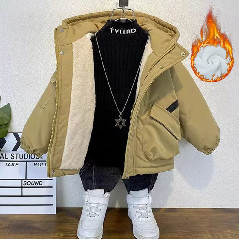 Gabardina acolchada de invierno con capucha para niños - imagen 2