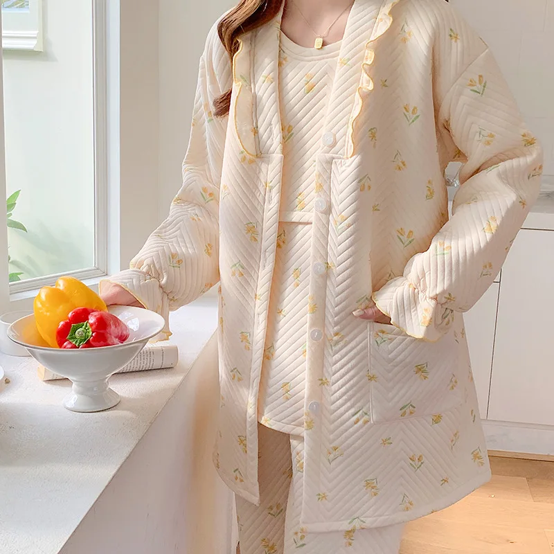 Pijama de lactancia de algodón para otoño – Confort posparto - imagen 5
