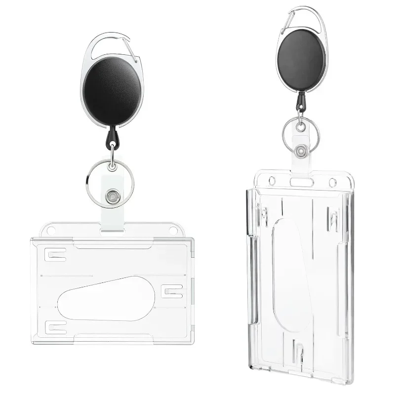 Portatarjetas transparente con doble ranura y carrete de insignia profesional - imagen 4