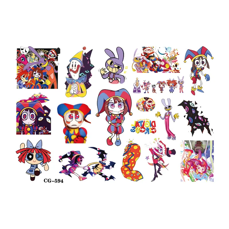 Pegatinas tatuajes temporales con diseño de circo digital infantil