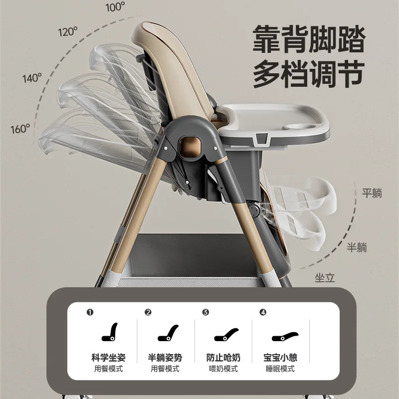Silla alta para bebé plegable de mesa, portátil y evolutiva - imagen 5