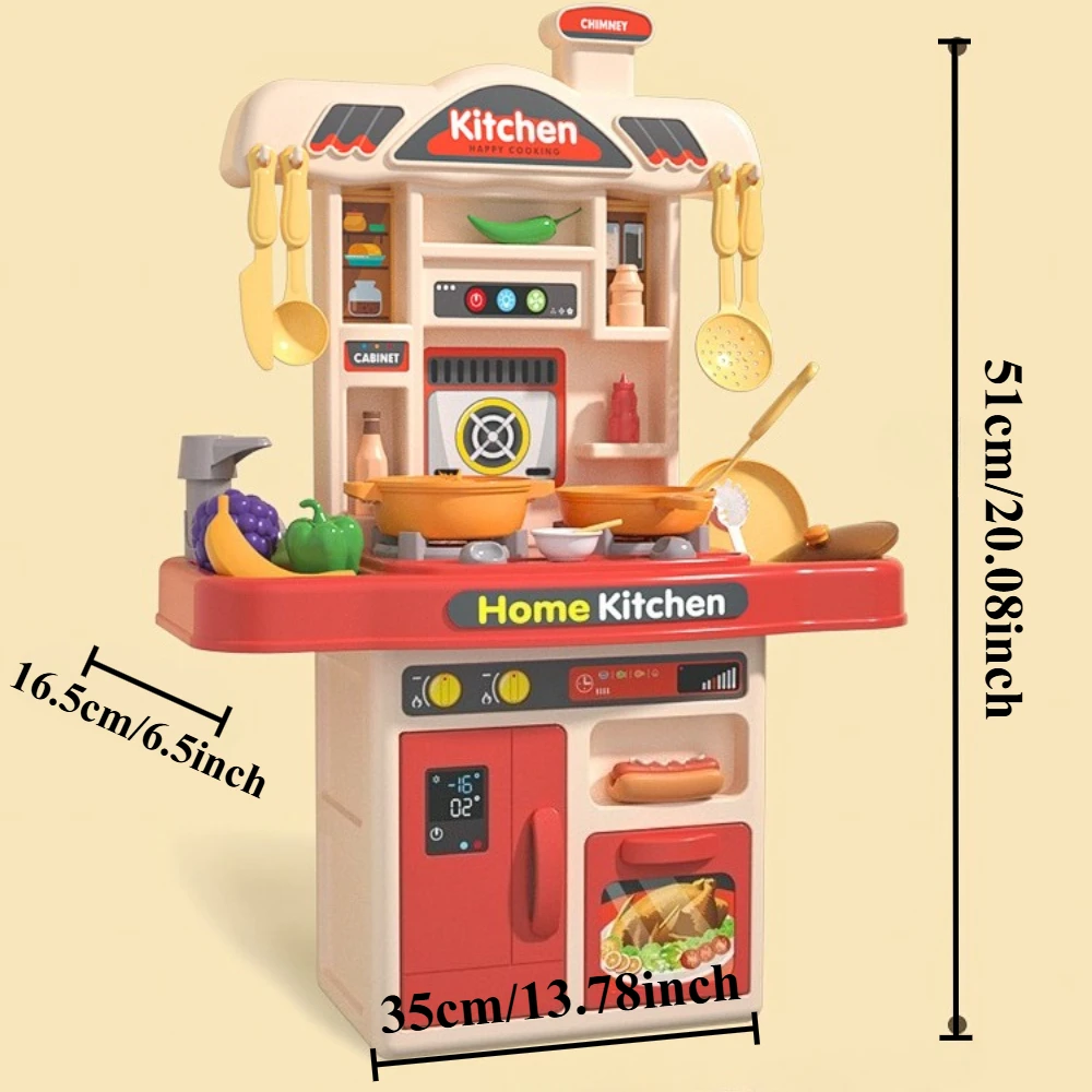 Juguete de cocina infantil realista con accesorios y luces