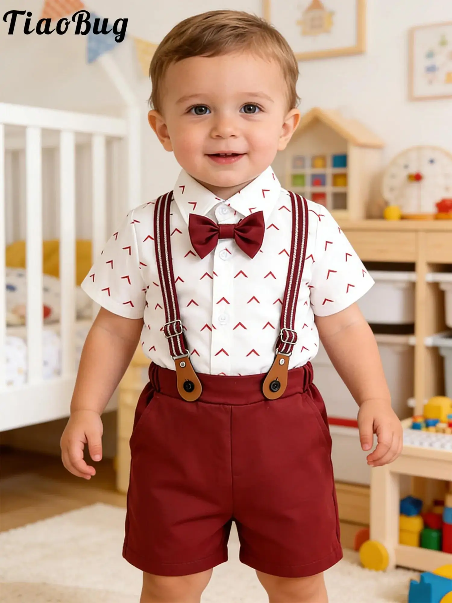 Traje de caballero para bebé niño con camisa y corbatín - imagen 3