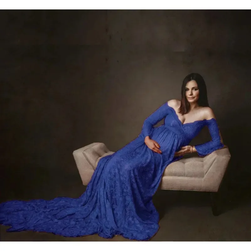 Vestido de maternidad encaje largo holgado con bordado - imagen 4