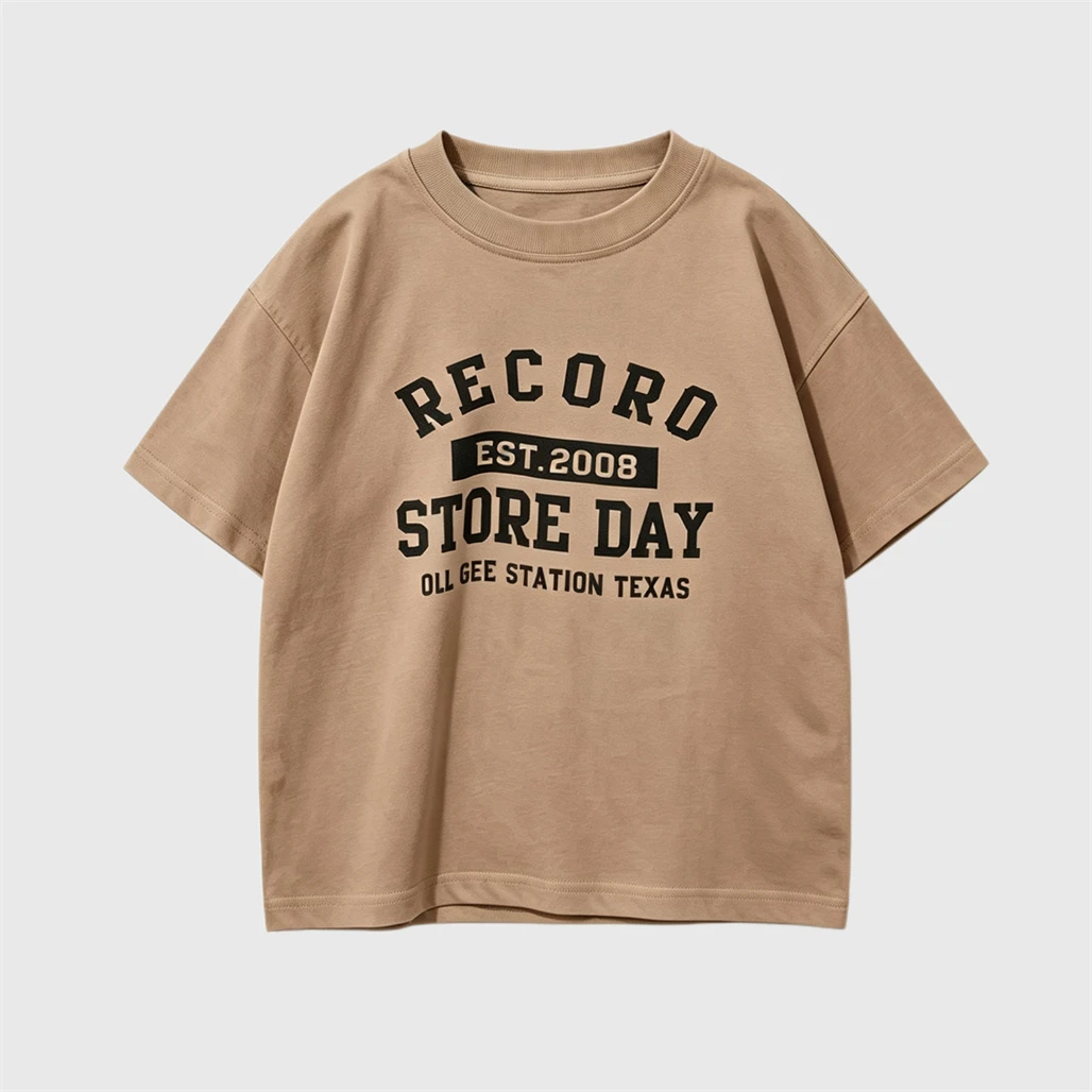 Camiseta infantil de cuello redondo con letras, gris y blanco - imagen 2