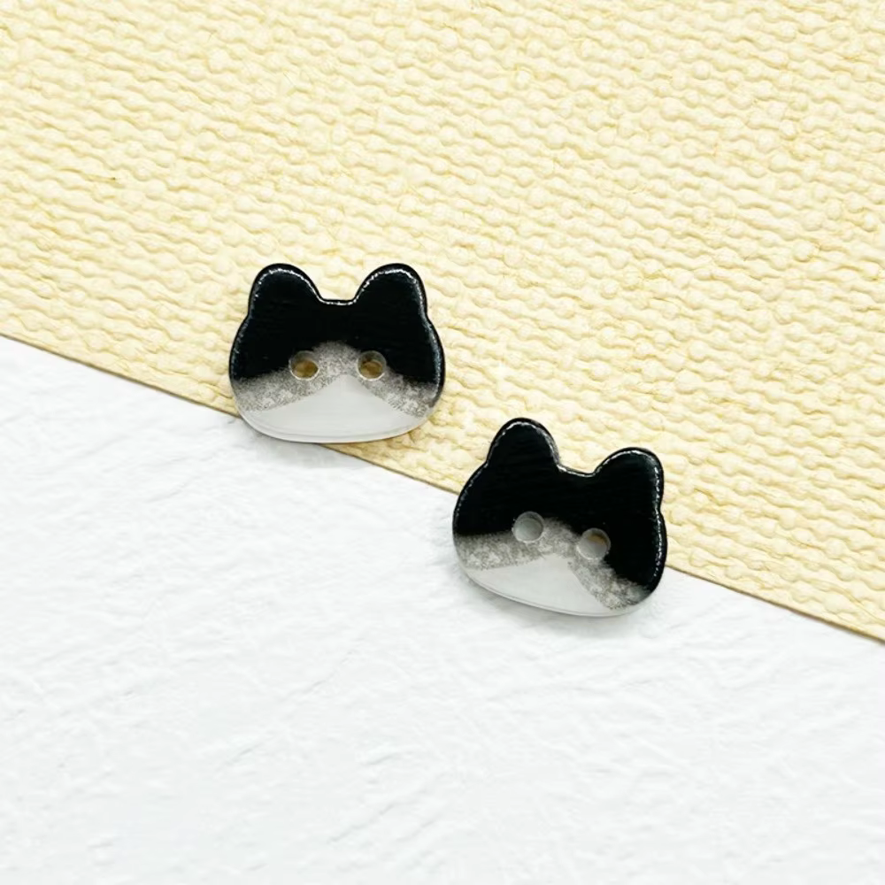 Botones de gato en resina 12 mm para ropa infantil - Calico y tuxedo
