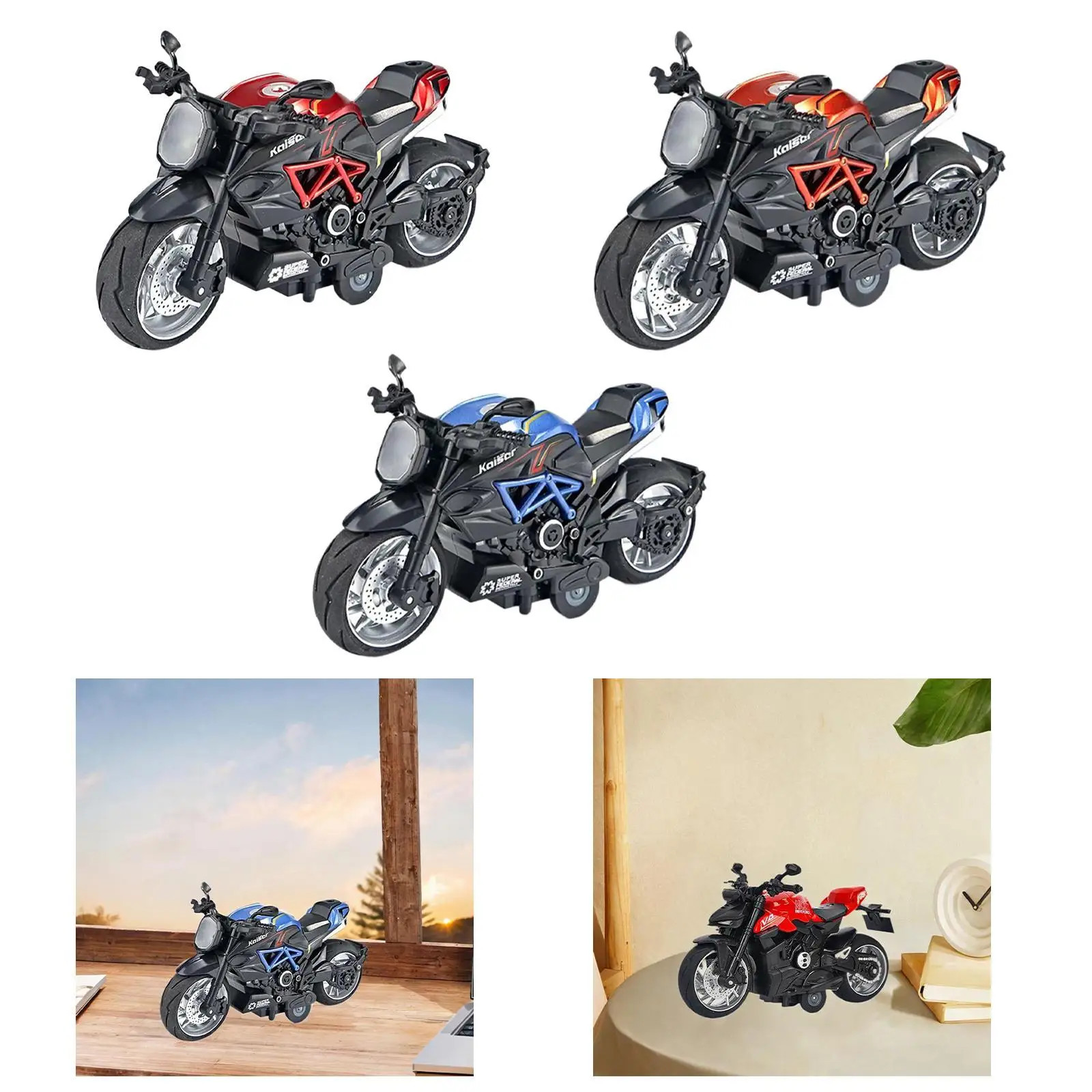 Moto de juguete para niños de aleación con retroceso y colección - imagen 5