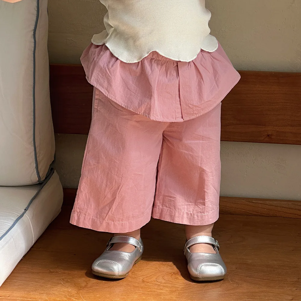 Pantalones anchos de verano para niña en rosa finos y holgados - imagen 4