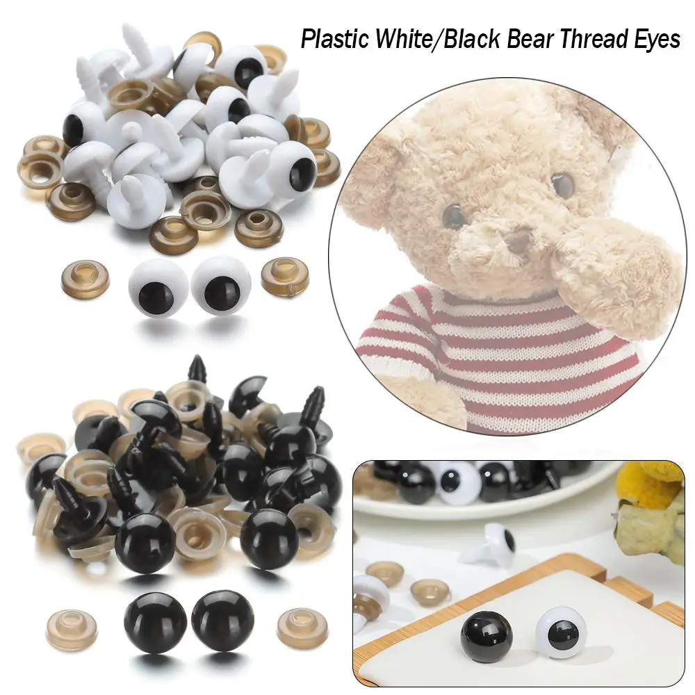 Ojos de plástico negro para muñecas artesanales