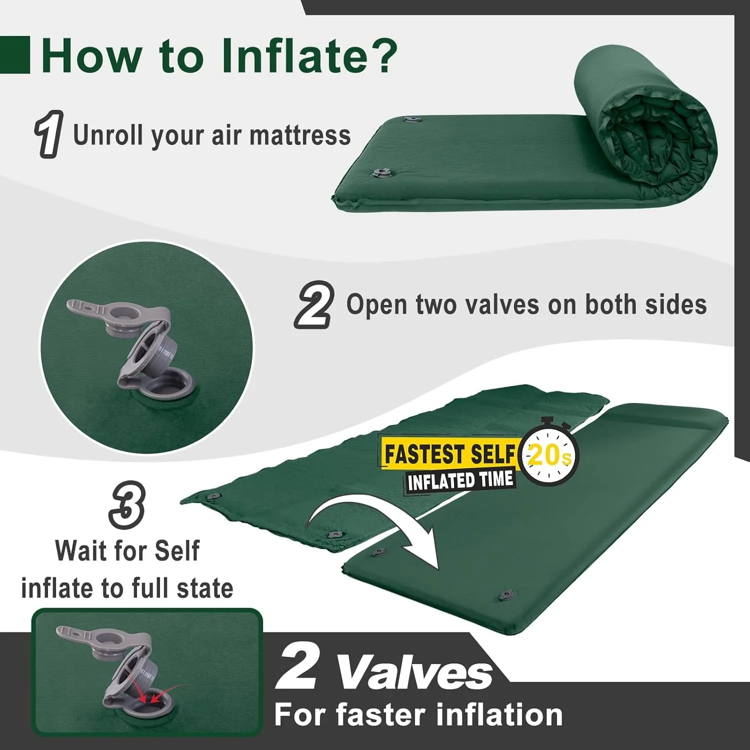 Colchoneta autoinflable para dormir: espuma viscoelástica gruesa - imagen 5