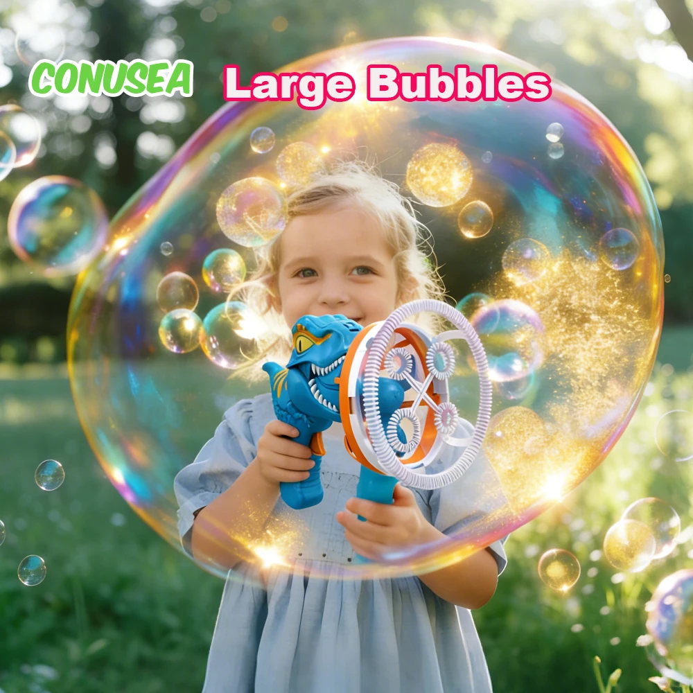 Pistola de burbujas eléctrica con dinosaurio para fiestas infantiles - imagen 4