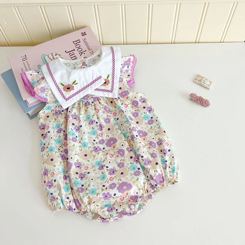 Body MILANCEL floral morado bordado para bebé