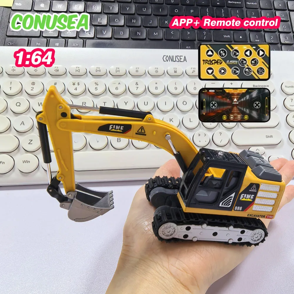 Excavadora mini radiocontrol con control remoto, juguete obra