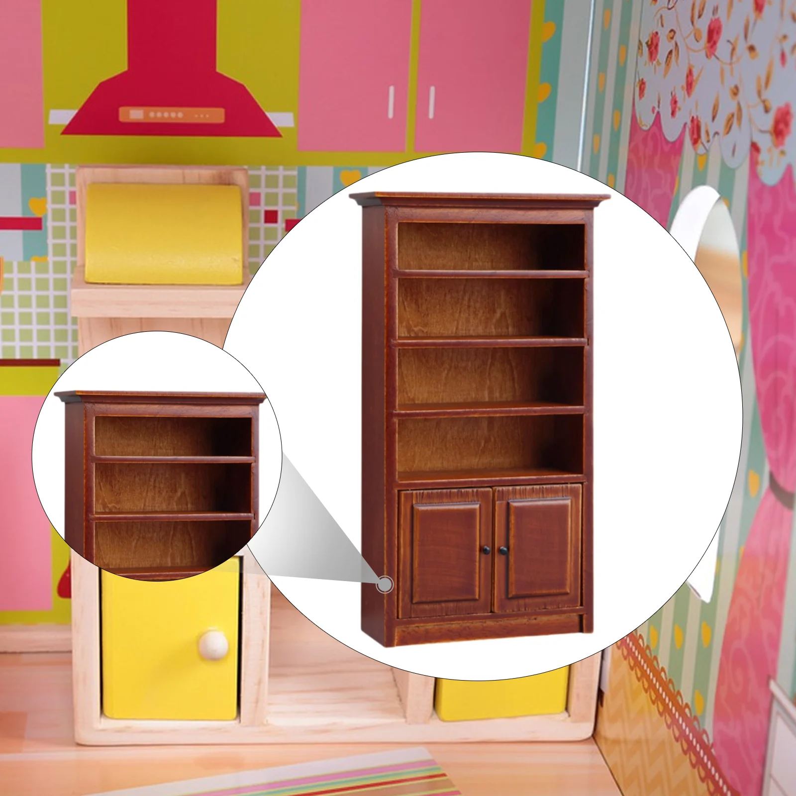 Estantería casa de muñecas de madera con mini almacenaje para juguetes - imagen 4