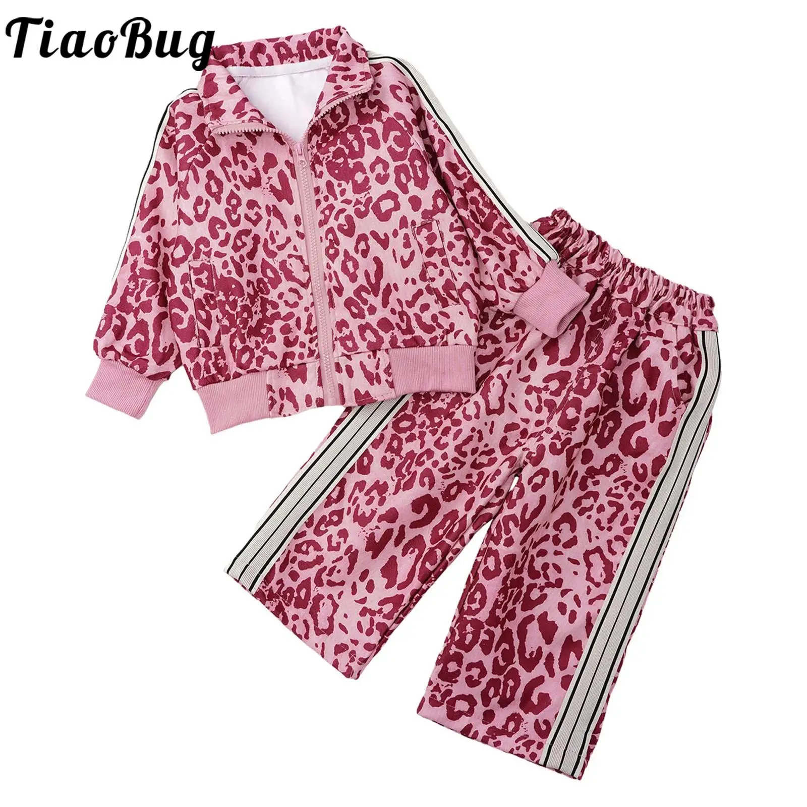 Conjunto chaqueta estampado leopardo para niña – Sudadera y pantalón - imagen 2