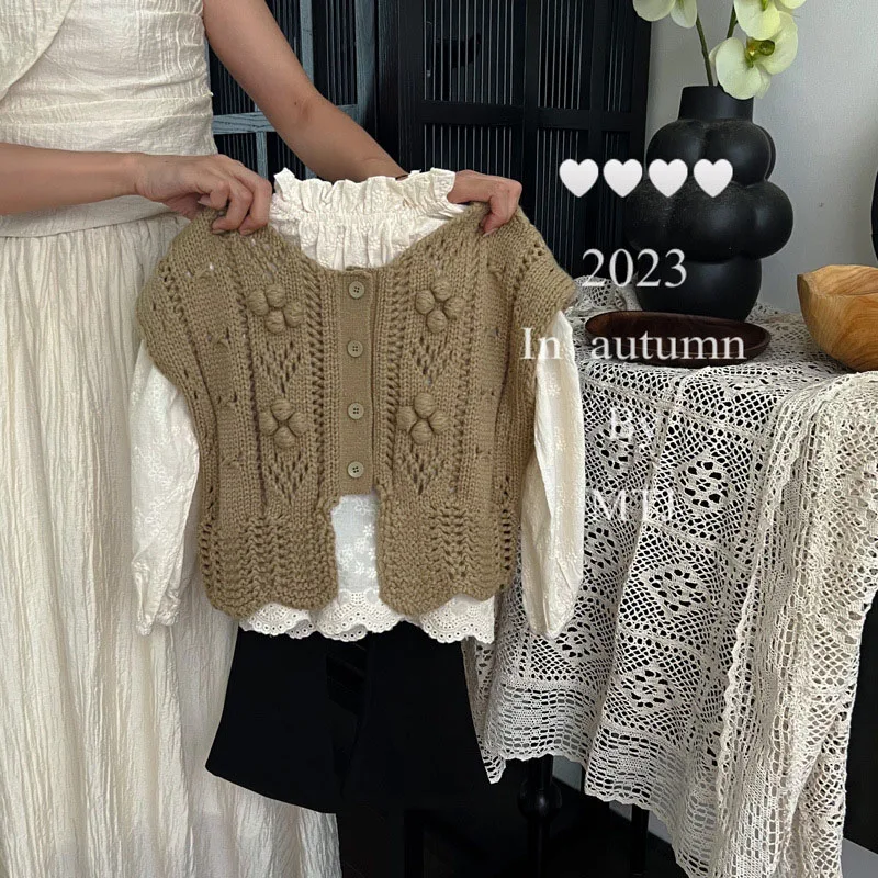 MILANCEL Blusa de manga larga con encaje para niña otoño - imagen 5