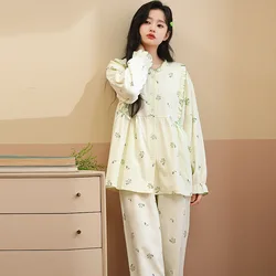 Pijama de lactancia para maternidad con manga larga, otoño e invierno