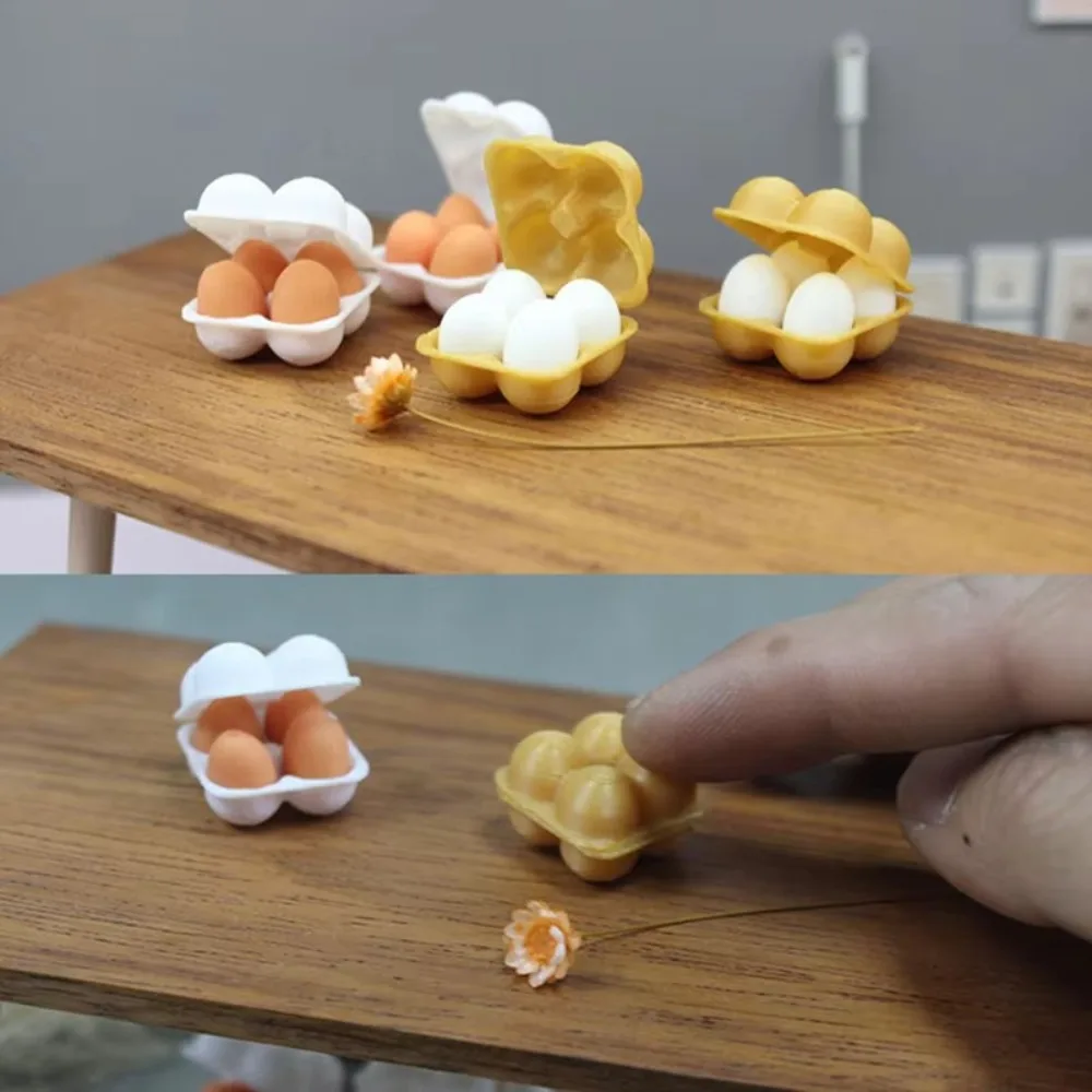 Bandeja con huevos simulada para casa de muñecas – Accesorio miniatura - imagen 4