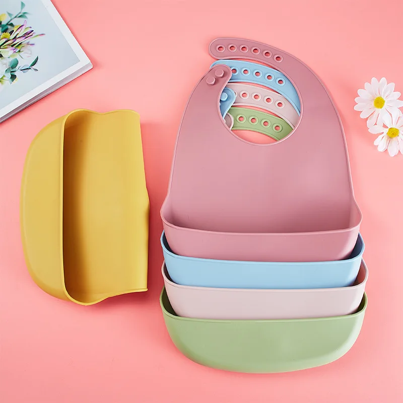 Baberos de silicona impermeables para bebés, limpieza fácil - imagen 4