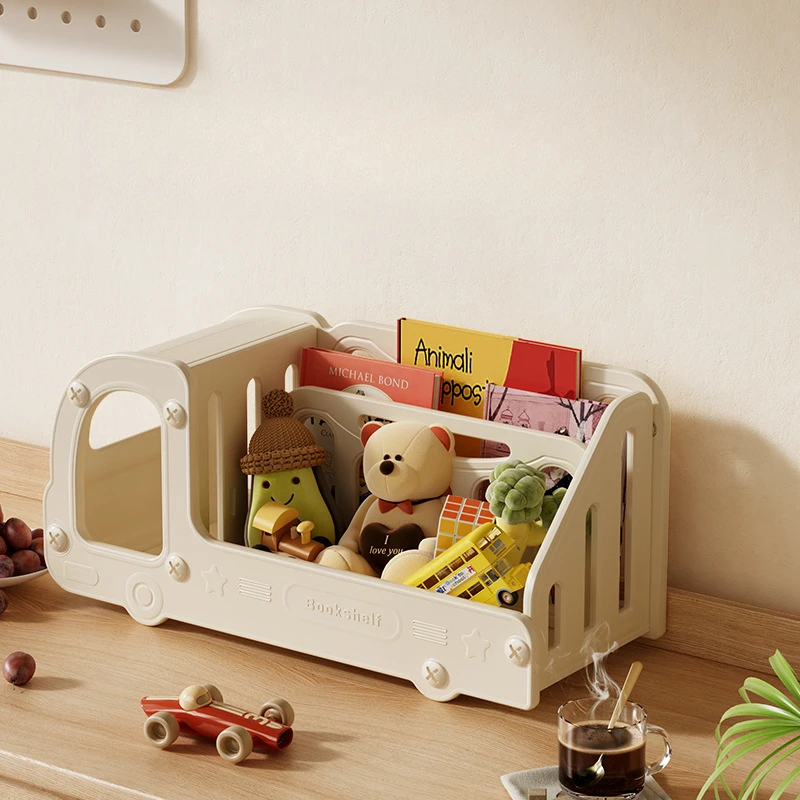 Estantería giratoria infantil con forma de coche – Compartimentos para juguetes y libros - imagen 5
